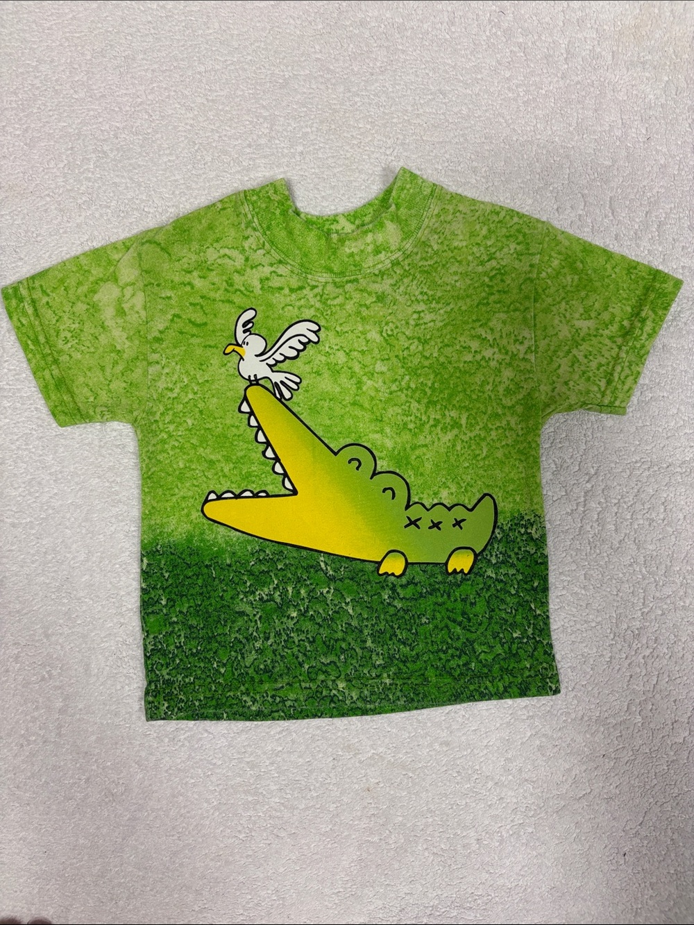 Small steps Kids Green Crocodile alligator tie dye Graphic Tee 2t